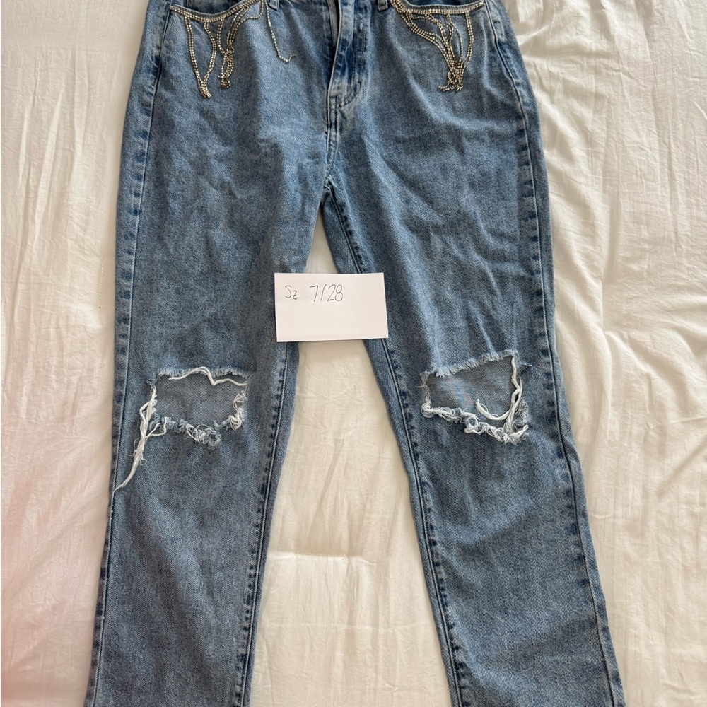 Classic Blue Straight Leg Women Jeans